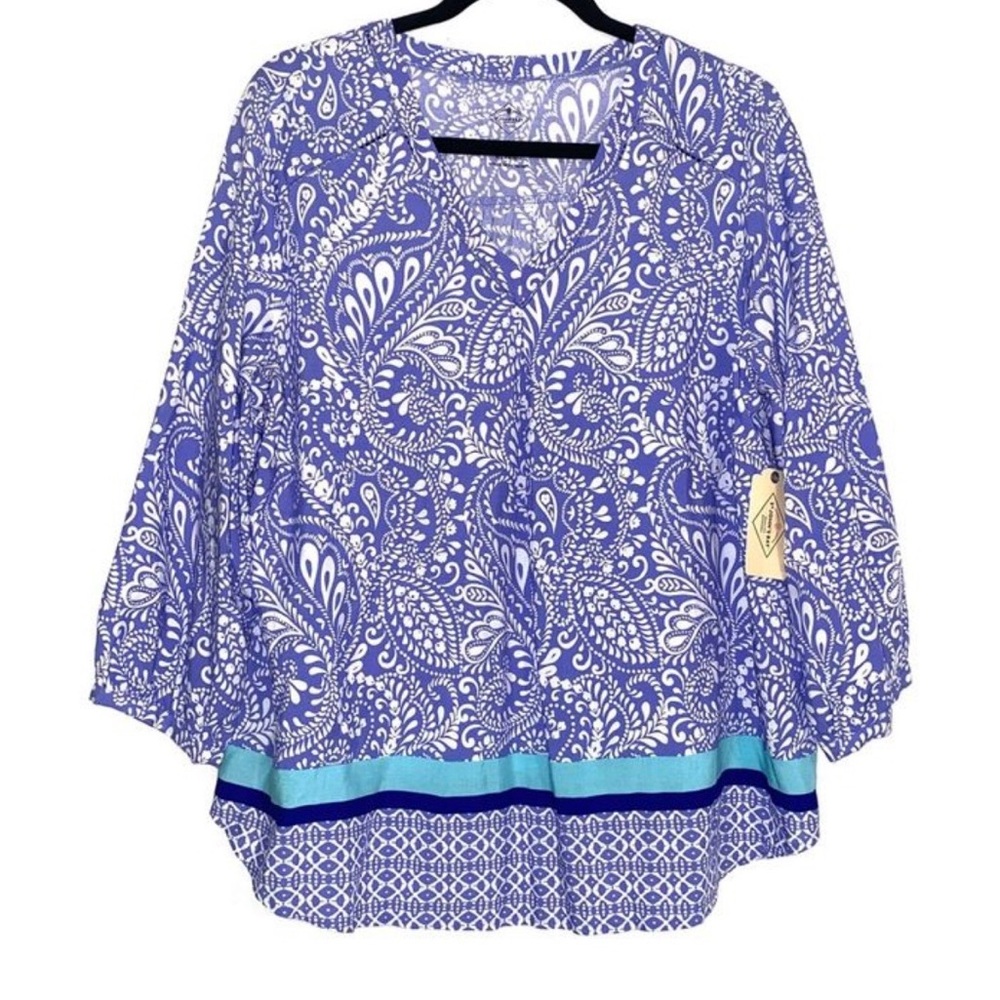 St. John's Bay Blue and White Paisley Blouse
